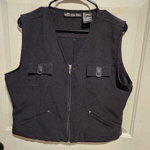 Vintage Y2K No Boundaries Black Sleeveless Zip Goth Punk Vest Cyber Steampunk XL